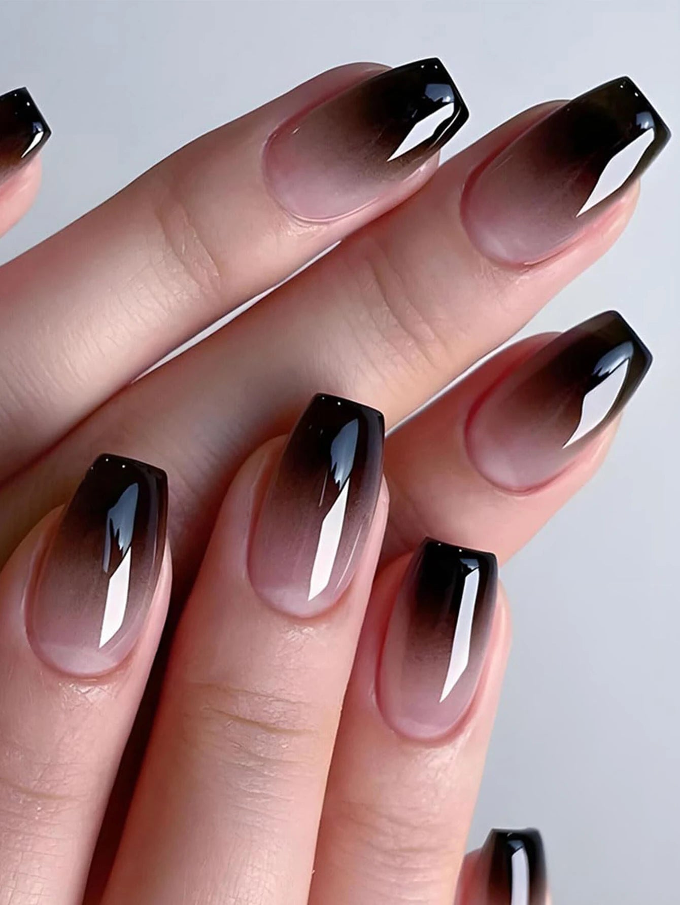 ARTAUG 24PCS Long Coffin Pink Press On Nails Fake Press On Nails Gradation Press On Nails Summer Handmade Press On Nails Tipsy