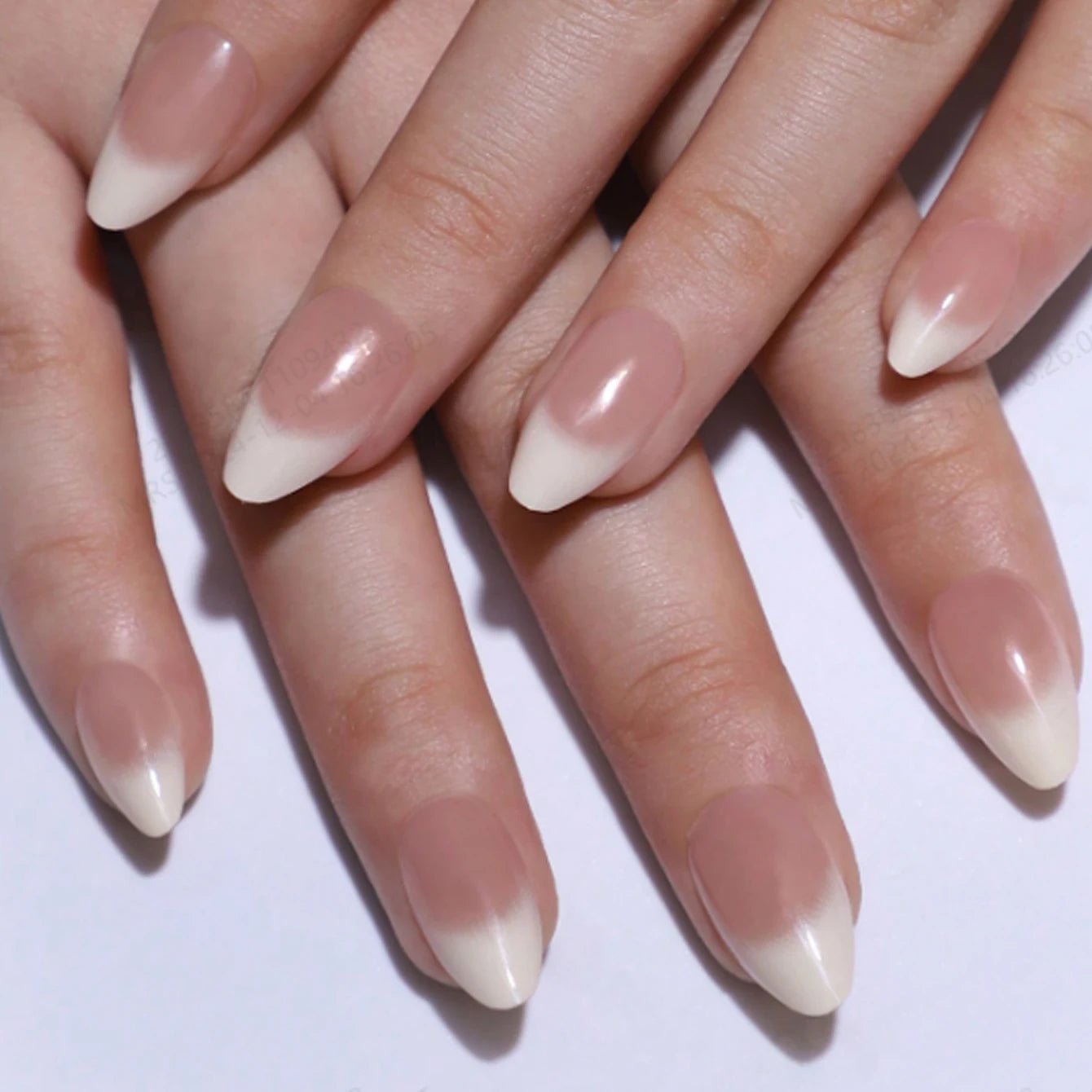 ARTAUG 24PCS Long Coffin Pink Press On Nails Fake Press On Nails Gradation Press On Nails Summer Handmade Press On Nails Tipsy