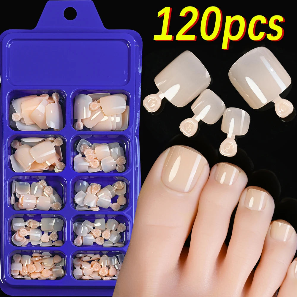 120/100Pcs Almond Fake Nails Extension Wearable Full Cover False Nail Solid Color Mid-length Stiletto/Square Press on Nails