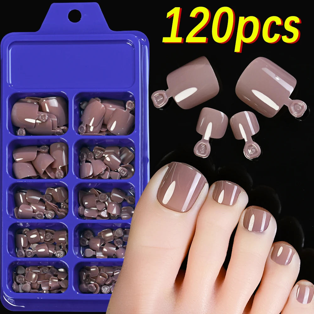 120/100Pcs Almond Fake Nails Extension Wearable Full Cover False Nail Solid Color Mid-length Stiletto/Square Press on Nails
