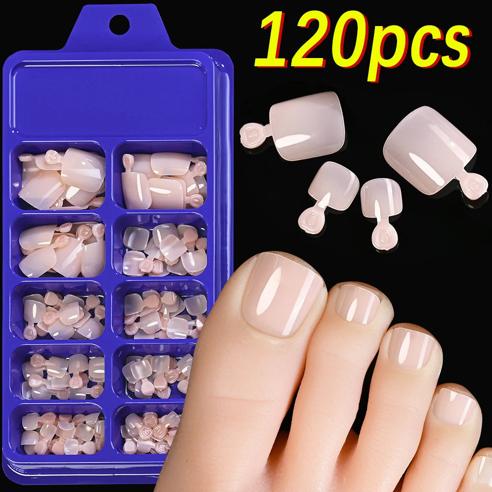 120/100Pcs Almond Fake Nails Extension Wearable Full Cover False Nail Solid Color Mid-length Stiletto/Square Press on Nails