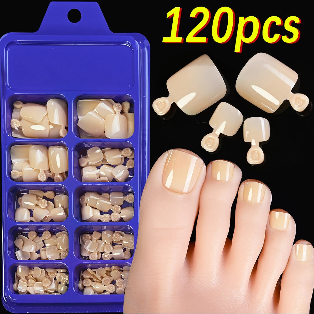 120/100Pcs Almond Fake Nails Extension Wearable Full Cover False Nail Solid Color Mid-length Stiletto/Square Press on Nails