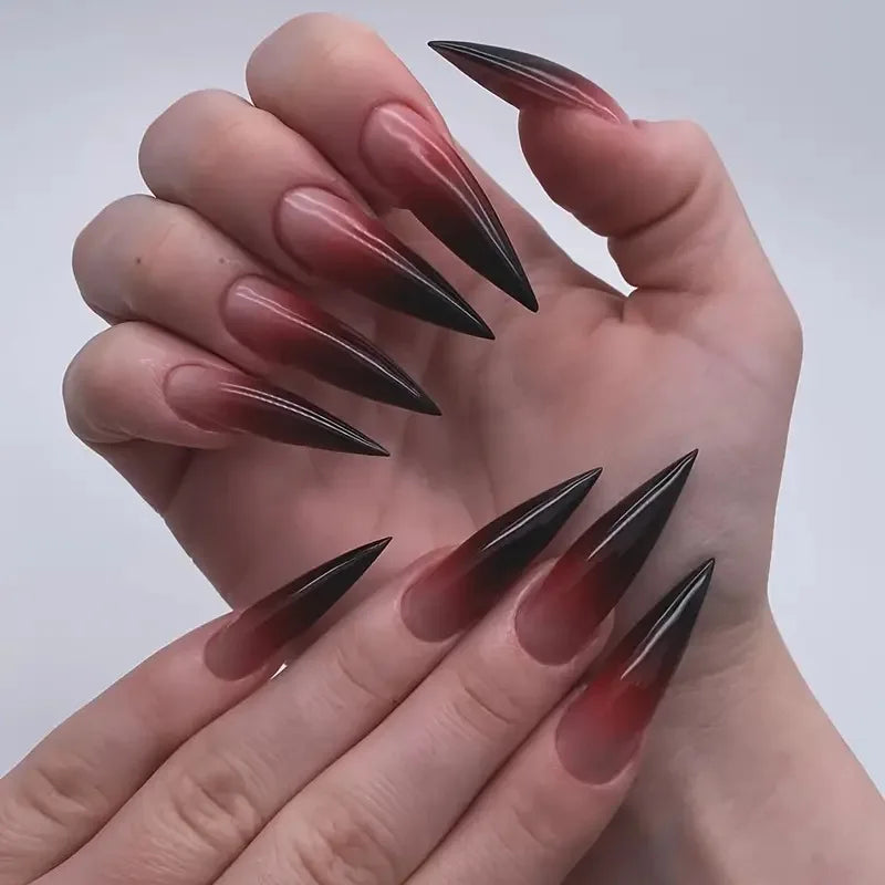 24Pcs Long Stiletto False Nails Y2K Girls Nude Color Charms Press On Nails Simple Wearable Fake Nails for Women DIY Manicure