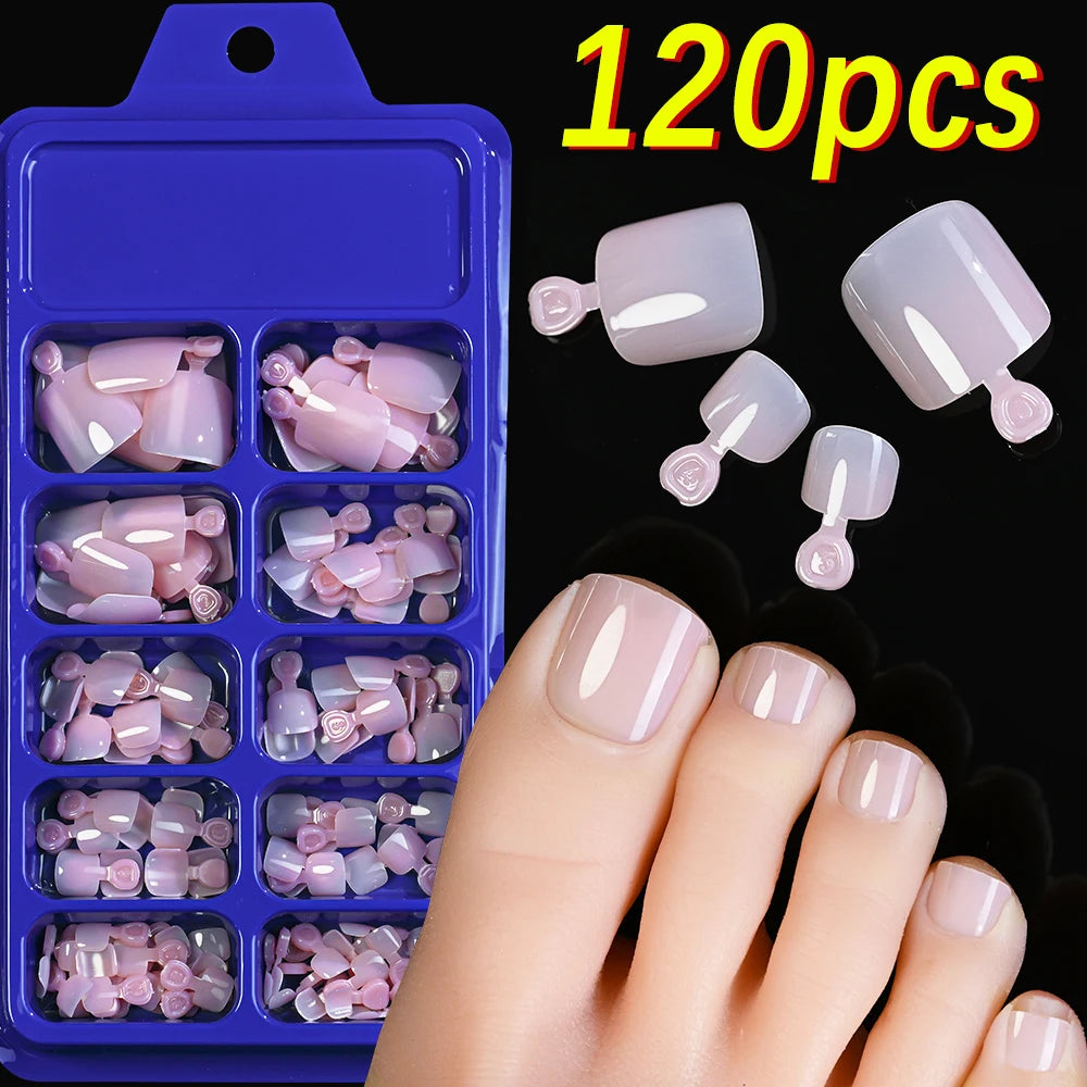 120/100Pcs Almond Fake Nails Extension Wearable Full Cover False Nail Solid Color Mid-length Stiletto/Square Press on Nails