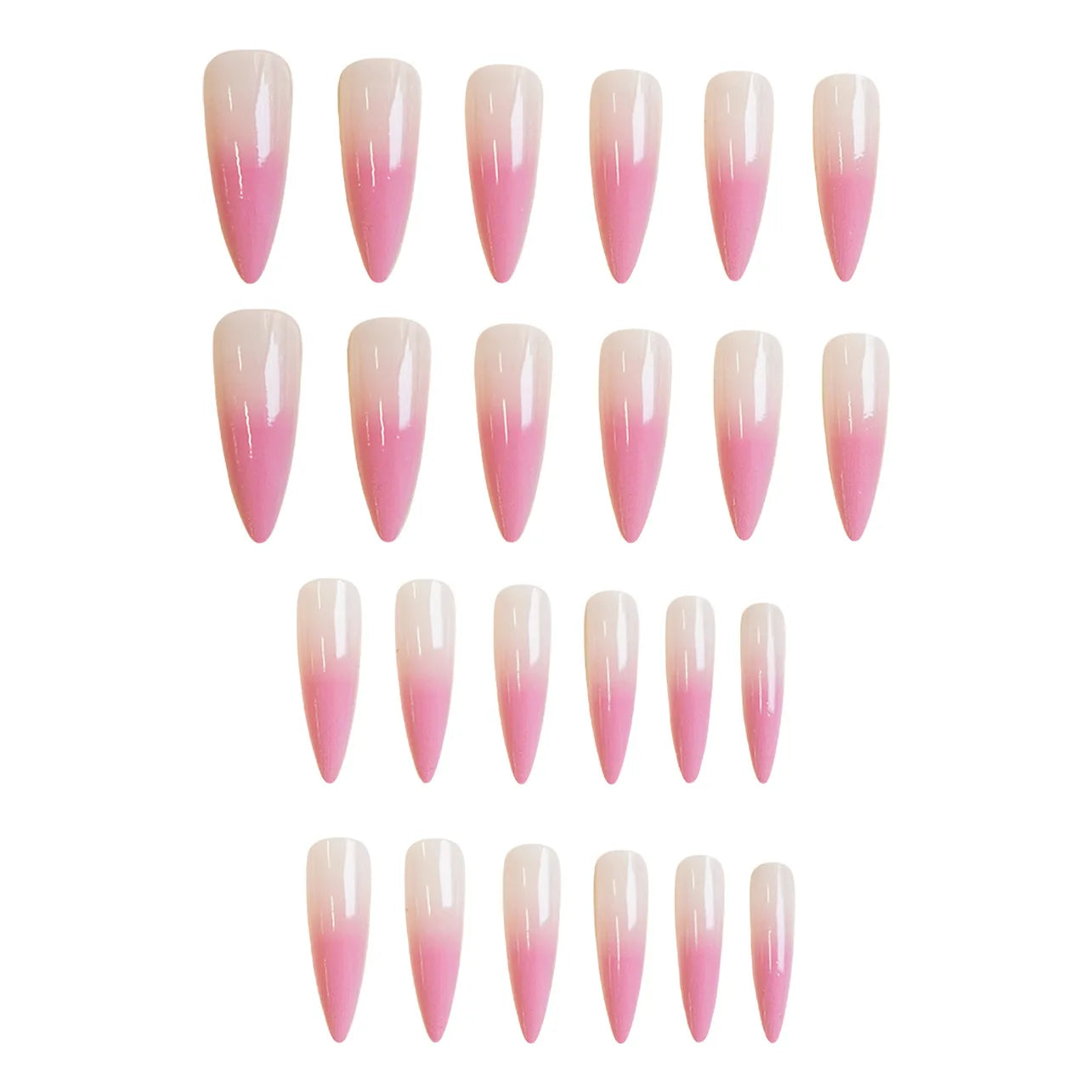 24PCS Long Tip Gentle Gradient Fake Nails Press On Acyrlic Nails Stiletto Milky Pink False Nails Pointed Fashion Nails Wearable