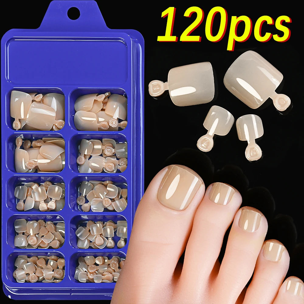 120/100Pcs Almond Fake Nails Extension Wearable Full Cover False Nail Solid Color Mid-length Stiletto/Square Press on Nails