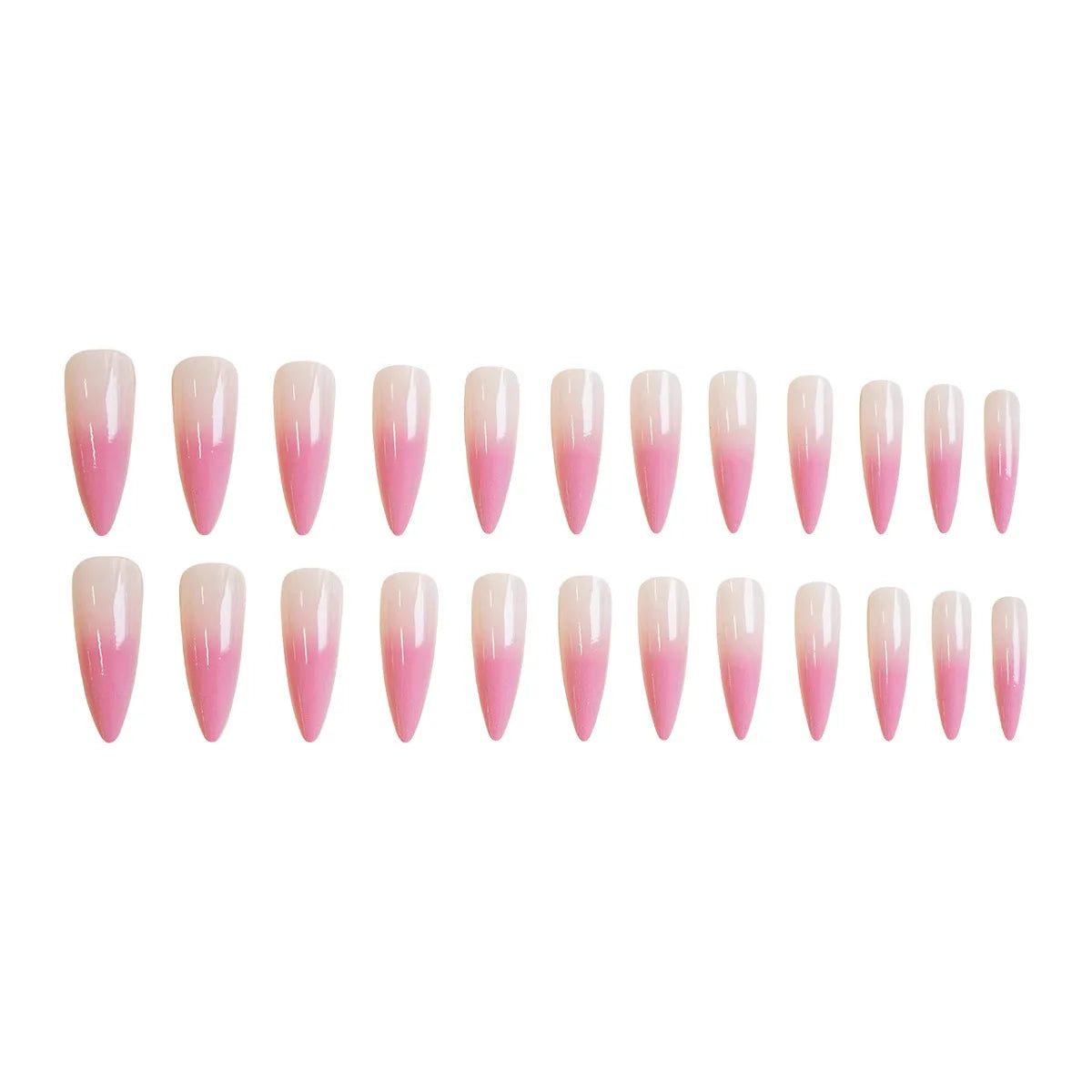 24PCS Long Tip Gentle Gradient Fake Nails Press On Acyrlic Nails Stiletto Milky Pink False Nails Pointed Fashion Nails Wearable