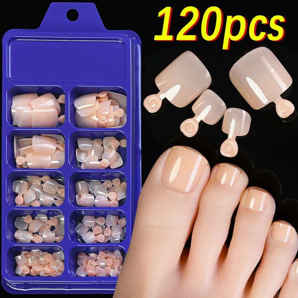 120/100Pcs Almond Fake Nails Extension Wearable Full Cover False Nail Solid Color Mid-length Stiletto/Square Press on Nails