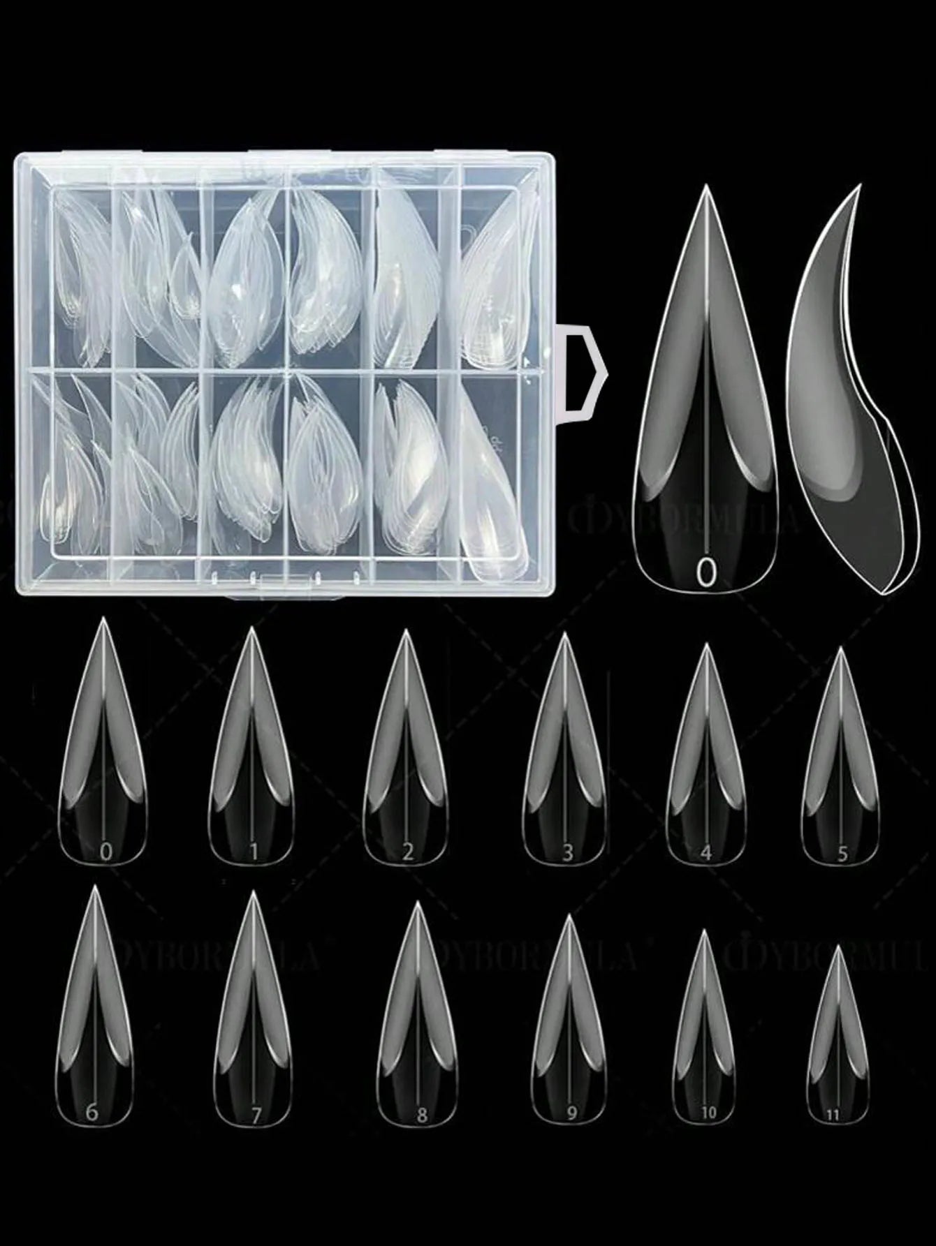 120Pcs 3D Curved Stiletto Nail Dual Forms Eagle Claw Hawk Curve Fake Nails Forms Full Cover Acrylic Nail Art Extension Tip Molds